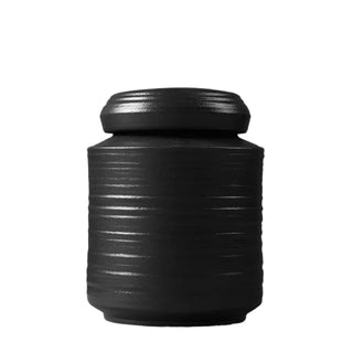 black-ribbed-ceramic-kitchen-storage-jar-canister-tea-coffee-spices-snacks-container