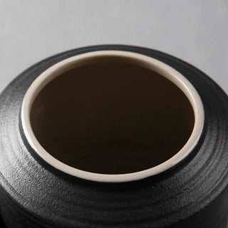 black-ribbed-ceramic-kitchen-storage-jar-canister-tea-coffee-spices-snacks-container