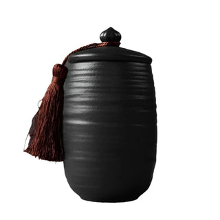 black-ribbed-ceramic-kitchen-storage-jar-canisters-tea-coffee-spices-snacks-container