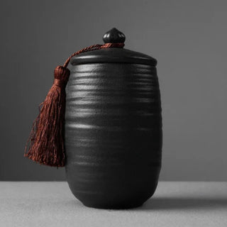 black-ribbed-ceramic-kitchen-storage-jars-canister-tea-coffee-spices-snacks-container