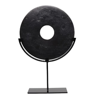 decorative-natural-marble-stone-with-metal-base-black-marble-disc-ornament-natural-home-decoration