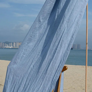 Blue-Linen-Rod-Pocket-Curtain-Panel-Natural-Home-Decor