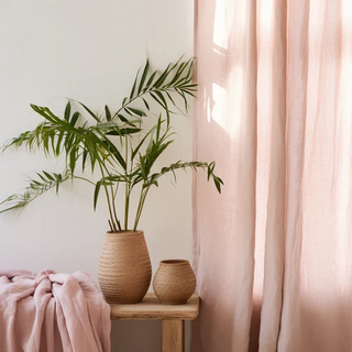 Blush-Pink-Linen-Rod-Pocket-Curtain-Panel-Natural-Home-Decor