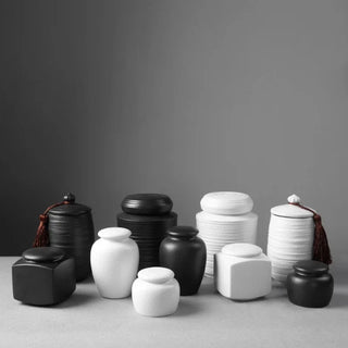 black-white-ribbed-ceramic-kitchen-storage-jars-canisters-tea-coffee-spices-snacks-containers