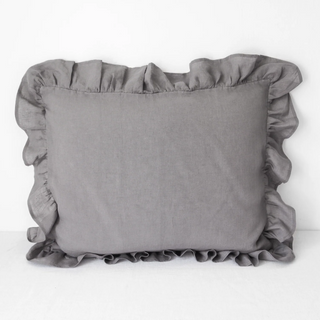 Dark-Grey-Ruffled-Stone-Washed-Linen-Pillowcases-Natural-Bedding