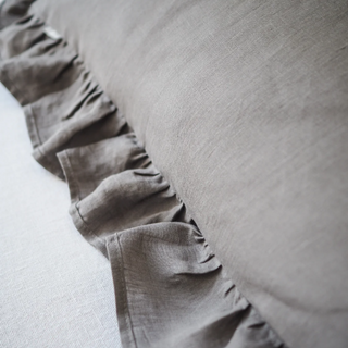 Dark-Grey-Ruffled-Stone-Washed-Linen-Pillowcases-Natural-Bedding