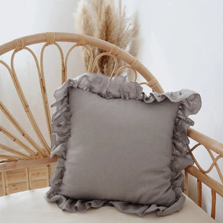 Dark-Grey-Ruffled-Stone-Washed-Linen-Pillowcases-Natural-Bedding