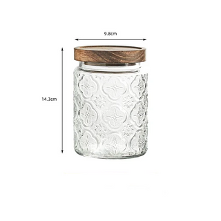 Flower Glass Storage Jars / Acacia Lid