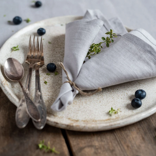 Handmade Linen Table Napkins (2pcs) / Light Grey 40x40cm