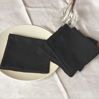 Handmade Linen Table Napkins (2pcs) / Black 40x40cm