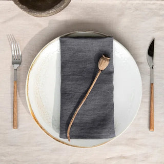 Handmade Linen Table Napkins (2pcs) / Dark Grey 40x40cm