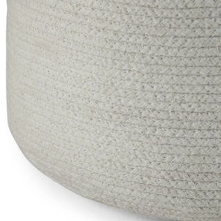 Handwoven Jute & Cotton Pouf / White