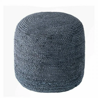 Handwoven Jute Pouf / Grey