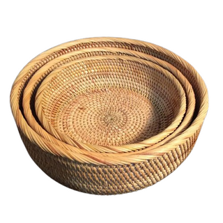 Round-Handwoven-Rattan-Storage-Baskets-Fruit-Bread-Tray-Home-Storage-Organisation