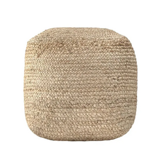 Handwoven Square Jute Pouf / Natural