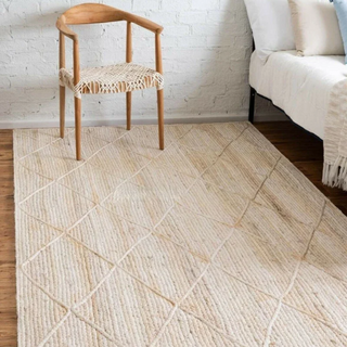 Ivory-Handmade-Chevron-Diamond-Jute-Sisal-Rug-Natural-Home-Decor