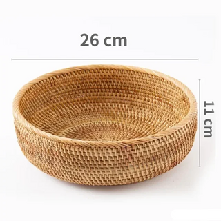 Round-Handwoven-Rattan-Storage-Baskets-Fruit-Bread-Tray-Home-Storage-Organisation