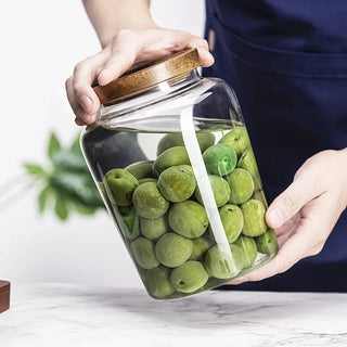 Large Glass Storage Jars / Acacia Lid