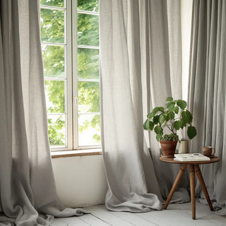 Light-Grey-Linen-Rod-Pocket-Curtain-Panel-Natural-Home-Decor