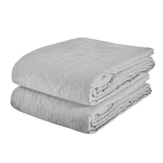 Linen Flat Sheet + 2 Pillowcases / Light Grey