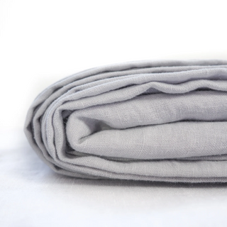 Linen Flat Sheet + 2 Pillowcases / Light Grey