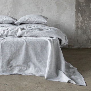 Linen Flat Sheet + 2 Pillowcases / Light Grey