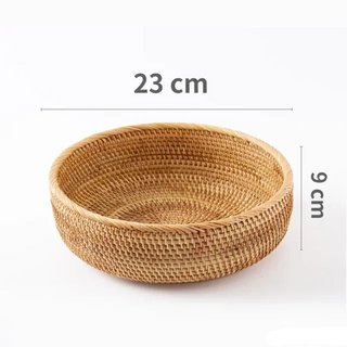 Round-Handwoven-Rattan-Storage-Baskets-Fruit-Bread-Tray-Home-Storage-Organisation