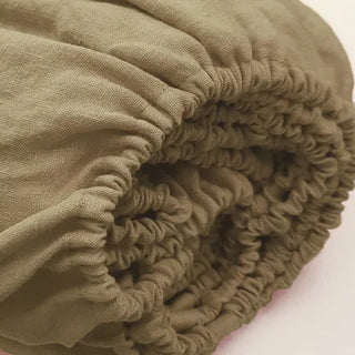 Olive-Green-Fitted-Linen-Sheet-Natural-Bedding