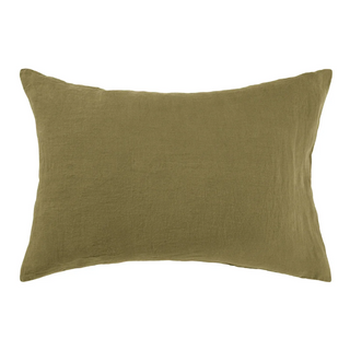 Olive-Green-Standard-Stone-Washed-Linen-Pillowcases-Natural-Bedding