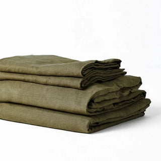 Olive-Green-Standard-Stone-Washed-Linen-Pillowcases-Natural-Bedding