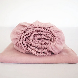 Pink-Fitted-Linen-Sheet-Natural-Bedding