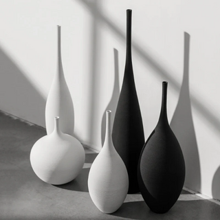 black-white-japanese-ribbed-ceramic-minimalist-vases-zen-decorative-ornaments-home accessory