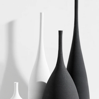 black-white-japanese-ribbed-ceramic-minimalist-vases-zen-decorative-ornaments-home accessory