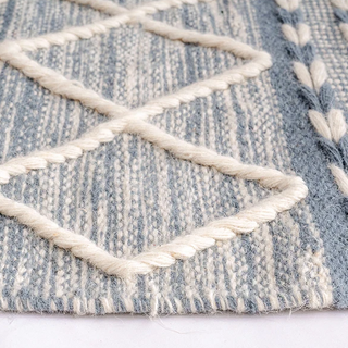 Handwoven-Blue-White-Wool-Rug-Natural-Home-Decor