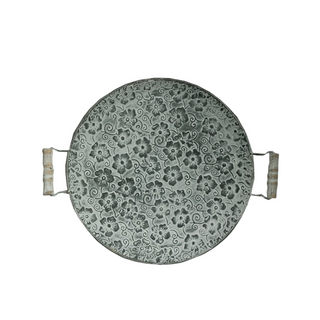 round-floral-embossed-galvanized-iron-tray-metal-serving-plate-with handles-kitchen-tableware-natural-home-decor