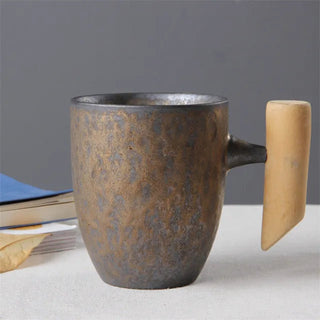 naha-handmade-stoneware-mug-with-wooden-handle-tea-coffee-latte-cup-japanese-creative-wabi-sabi-pottery