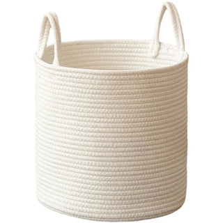 White-Cotton-Rope-Toy-Storage-Laundry-Basket_