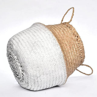 handwoven-natural-and-white-seagrass-storage-basket-with handles-hanging-basket-pot-planter-natural-