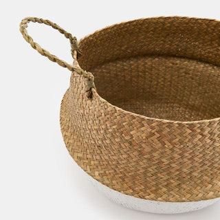 handwoven-natural-and-white-seagrass-storage-basket-with handles-hanging-basket-pot-planter-natural-