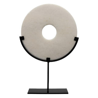 decorative-natural-marble-stone-with-metal-base-black-white-marble-disc-ornament-natural-home-decoration