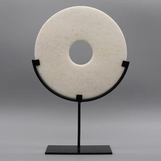 decorative-natural-marble-stone-with-metal-base-black-white-marble-disc-ornament-natural-home-decoration