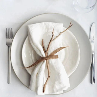 Handmade Linen Table Napkins (2pcs) / White 40x40cm