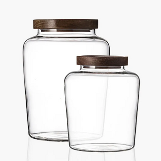 Large Glass Storage Jars / Acacia Lid